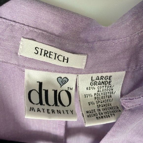Duo Maternity Stretch Top Blouse Large Lavender Office Casual - Picture 3 of 9
